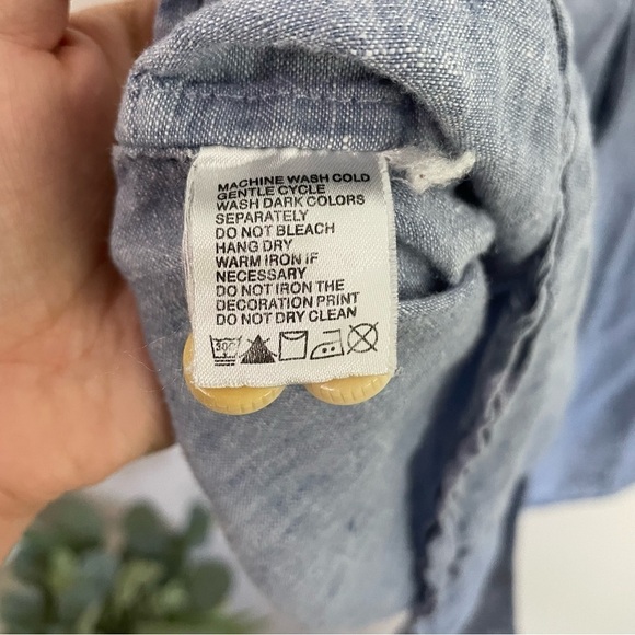 [Tommy Bahama] Men's Blue 100% Linen Button Down Long Sleeve Shirt - Picture 5 of 9